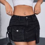Denim Cargo Stylish Pocket Mini Skirt (701)