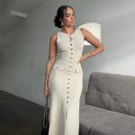 Sleeveless ribbed knit maxi-dress (4470)