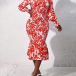 Lantern Sleeve Ruffle Mermaid Dress (382)