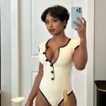 deep V-neckline bodysuit (0051)