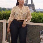 Ruffle-front blouse(31904)