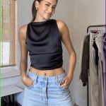 Satin Open Back Top(13382)