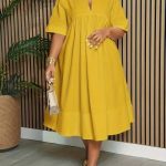 V-Neck Midi Dress (A1537)