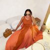 Two-tone design maxi dress(Q21276)