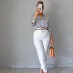 High-waisted, slim-fit pants (3085)