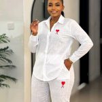 linen-blend two-piece set  (1386)