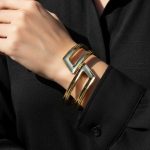 Gold-toned geometric cuff bangles (1175)
