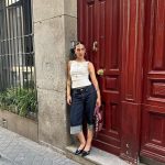 Dark-wash denim culottes (4773)
