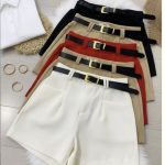 A-line shorts with a high waist and a belt (2959)