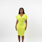 fitted neon midi dress (18665)