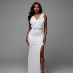 Ruffle-bodice maxi dress (20021)