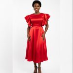 Elegant satin midi dress (890)