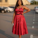 Satin A-line midi dress (1556)