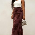 High-waisted, bodycon midi skirt (3883)