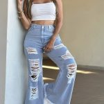 Heavily distressed flare jeans (FA4291)