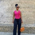 Magenta button-down waistcoat(YB61117)