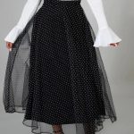 Polka dot tulle A-line skirt (3854)