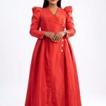 Satin Puffer Shoulder Maxi Dress (20383)