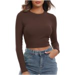 Long-sleeve crew neck crop top (11142)
