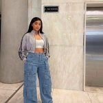High-waisted cargo jeans (5298)