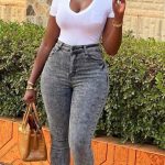 Grey Acid Wash Skinny Jeans (5711)