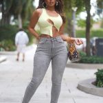 High-Waisted Grey Skinny Jeans(5087)