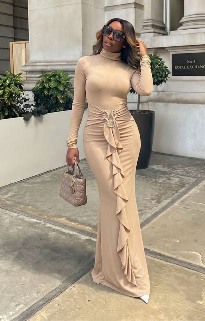 mock neck maxi dress long sleeve Long-sleeve, mock-neck maxi dress (21937) – Zillion