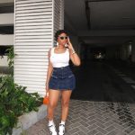 Denim cargo mini skirt(D708)