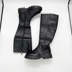 Black knee-high chunky boots(1164)