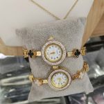 Gold-toned quartz bracelet watch