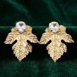 Crystal leaf statement studs earring