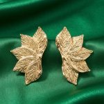 Textured leaf statement earrings
