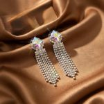 Rhinestone tassel drop earrings