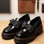 Black Patent Chunky Bow Loafers (9207)