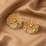 Filigree blossom statement studs earrings