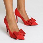Rhinestone-bow pointed-toe pumps (9192-1)