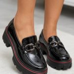 Black patent-leather chunky loafers (9207-2)
