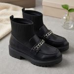 Chunky black sock boots (QT8018)