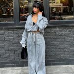 Washed  two-piece tracksuit set(1346)