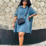 Loose-fit denim trapeze dress(NK363)