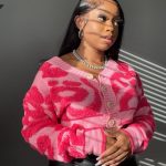 Cropped pink jacquard cardigan(0019)