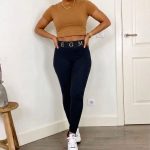 High-waisted black leggings (F61)