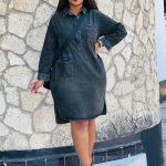 Dark wash denim shirt dress (1109)
