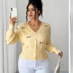 Coquette-style knit cardigan top (5644)