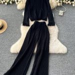Two-piece cable-knit loungewear set (5437)