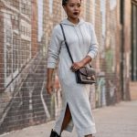 Long-Sleeve Heather Grey Maxi Hoodie Dress (D642)