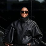 oversized faux-leather funnel-neck bomber jacket (209)