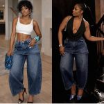High-waisted layered denim skirt-pants hybrid (NK385)