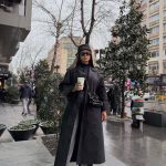Longline black trench coat (1733)