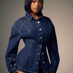 Cinched-waist, corset-style denim  jacket (2962)